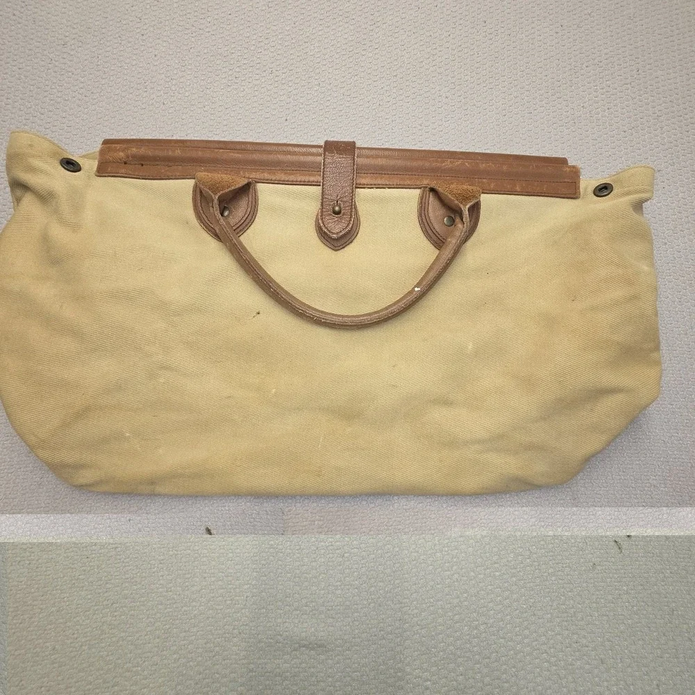 Vintage 80s Banana Republic Canvas Leather Doctor Bag Safari Travel Duffel